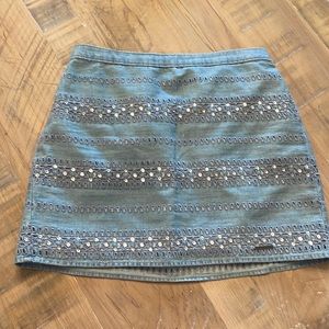 A&F Denim Mini Skirt with Shiny Beads